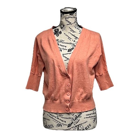 Vintage Y2k Orange Cardigan Mossimo Preppy Coquette Coastal S Pinup Rockabilly - Picture 1 of 9